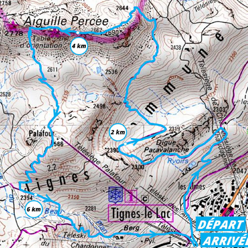 Topo Parcours Trail Tignes - Aiguille Percée