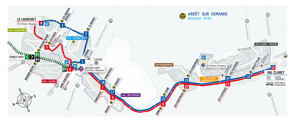 Plan navettes Tignes le Lac