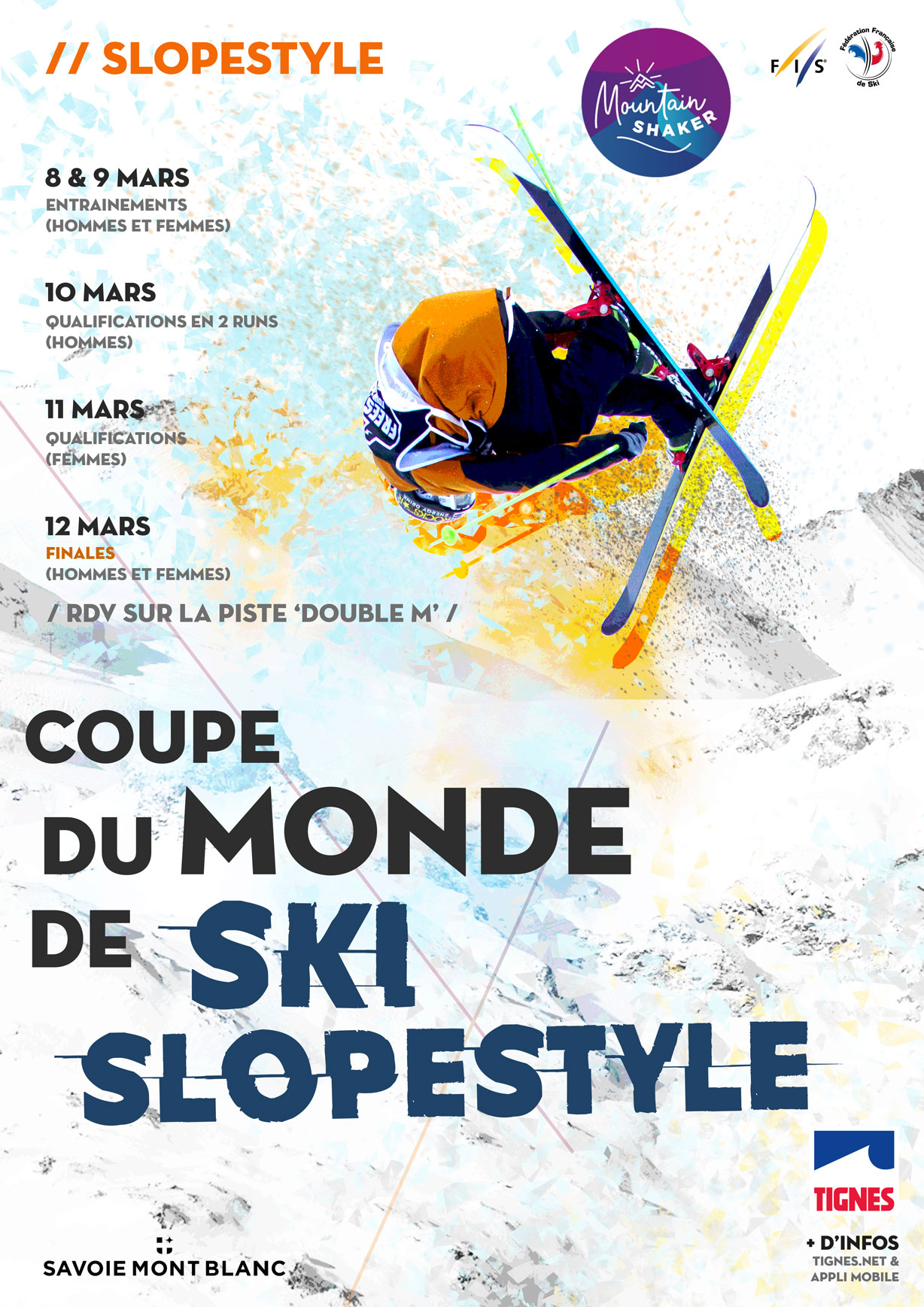 Affiche Coupe du monde de ski slopestyle - Tignes Mountain Shaker 2022