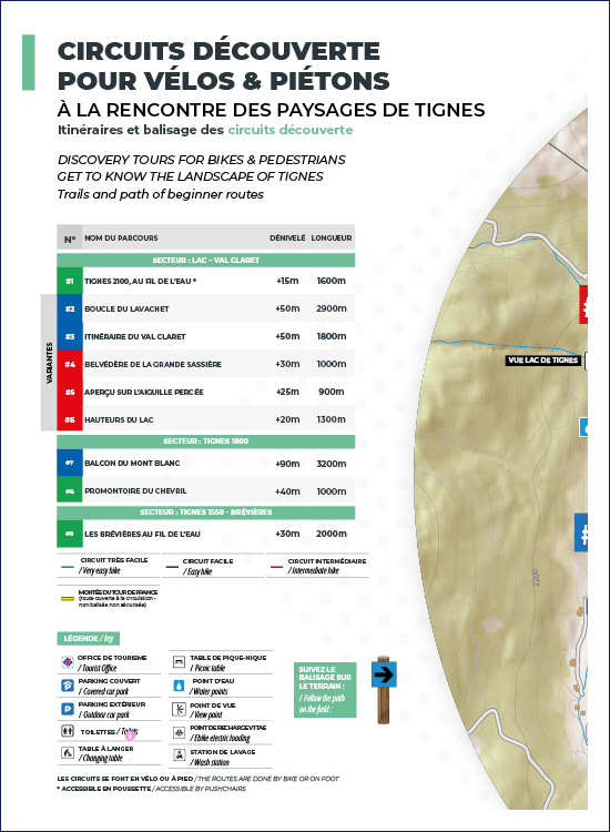 Circuits découverte pietons et VTT de Tignes