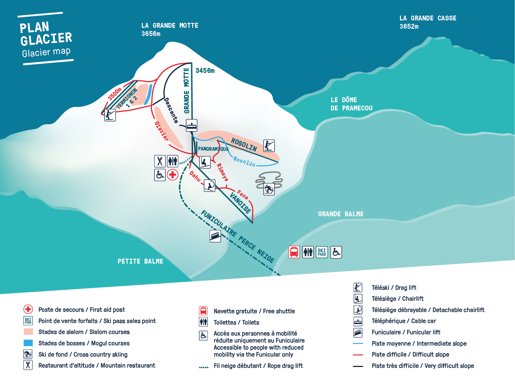 Plan du Glacier de la Grande Motte de Tignes