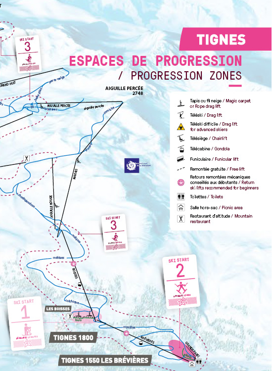 Espaces de progression skieurs débutants Tignes