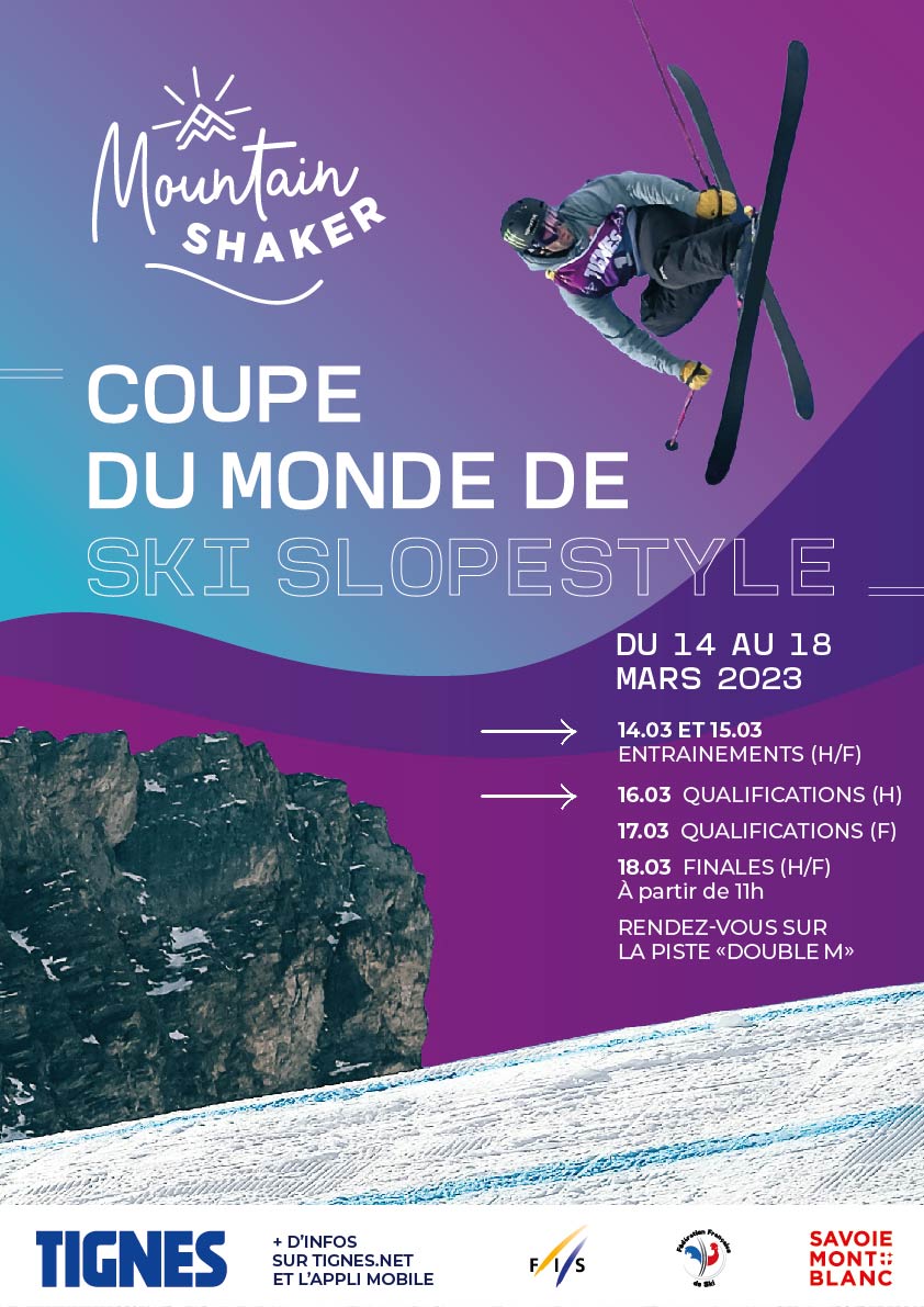 Affiche Coupe du Monde de ski slopestyle Tignes 2023
