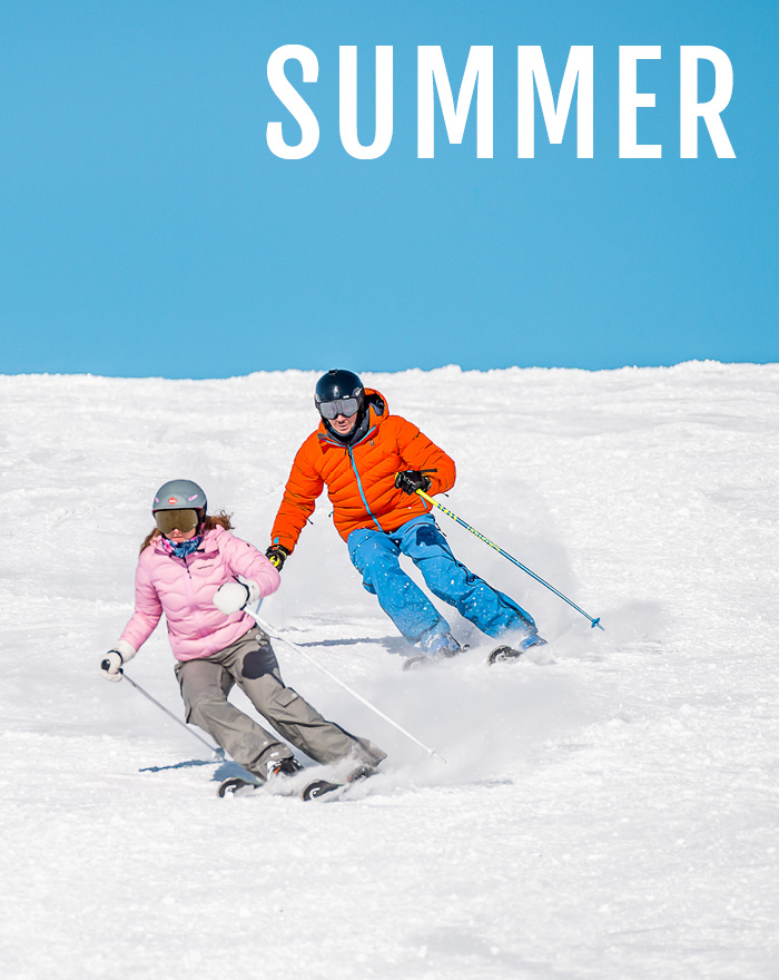 Skieurs en été à Tignes