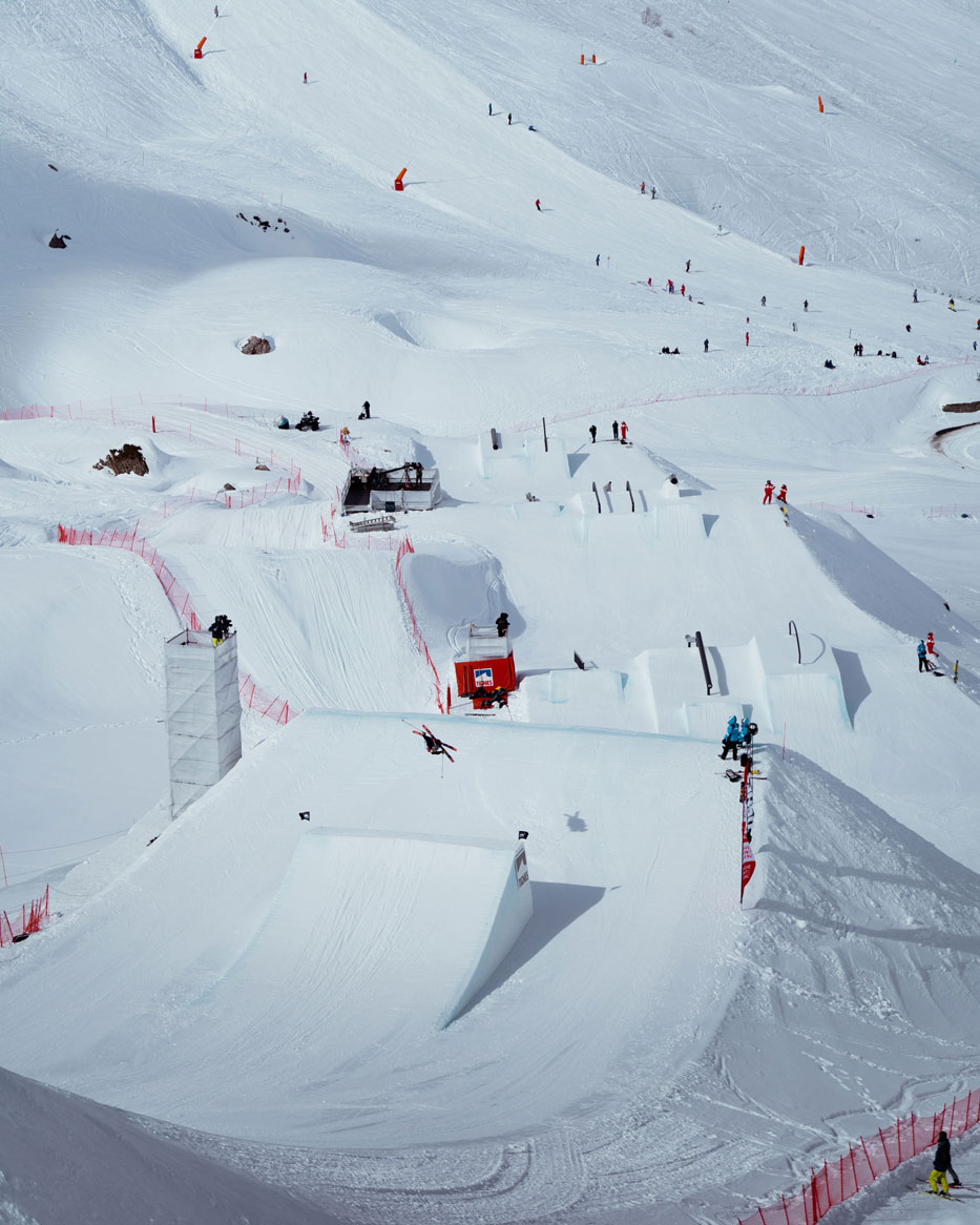 Parcours coupe du monde ski slopestyle Tignes