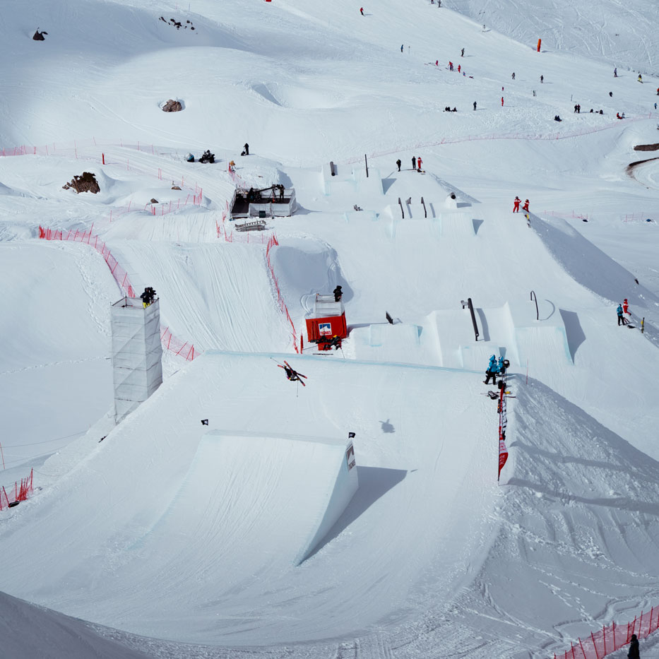 Parcours coupe du monde ski slopestyle Tignes