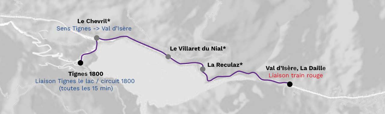 Plan de la navette Tignes - Val d'Isère