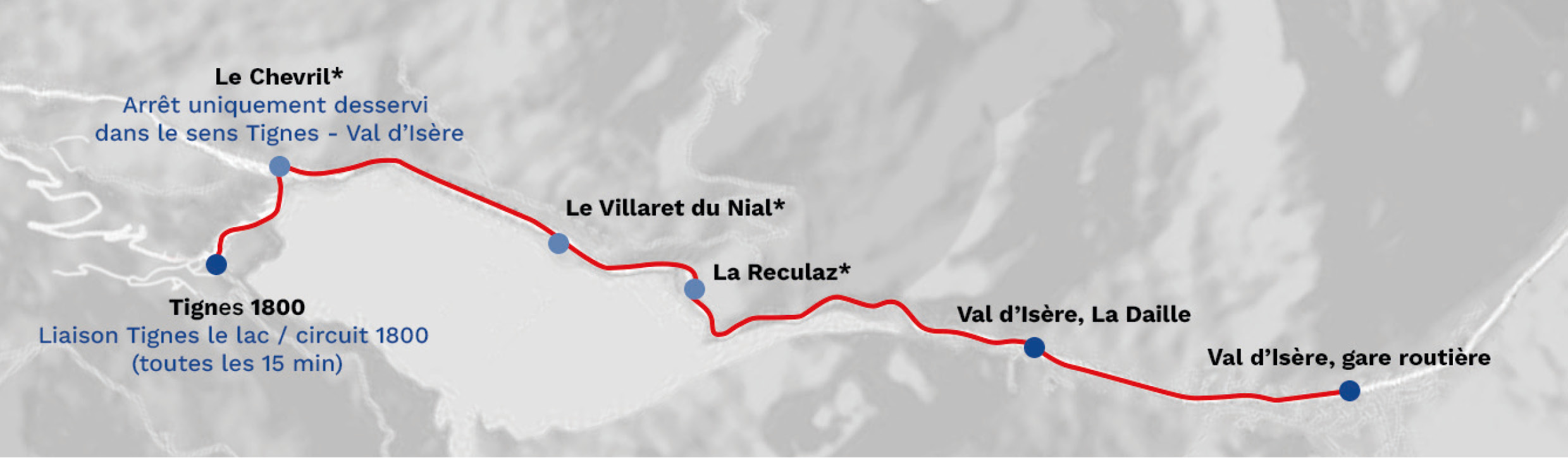 Plan de la navette Tignes - Val d'Isère