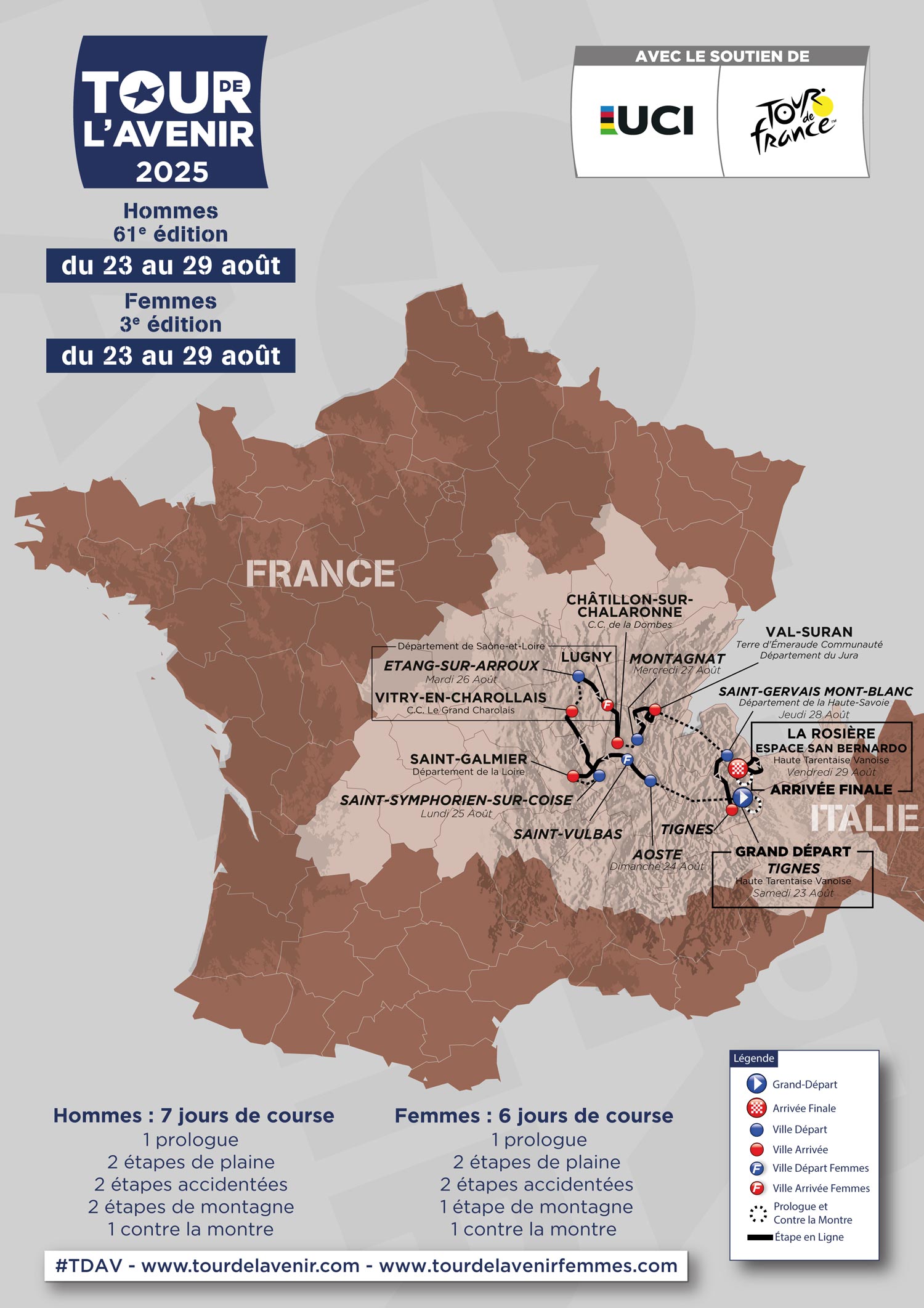 Carte du Tour de l'avenir 2025