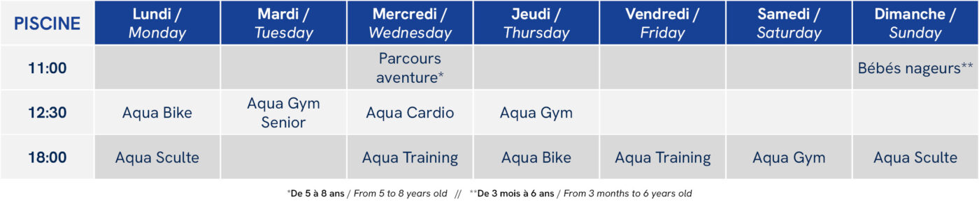 Planning Piscine Web Hiver
